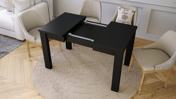 Mazzoni FONTE Negru Mat - MASĂ CLASICĂ DE BUCĂTĂRIE/LIVING EXTENSIBILĂ PÂNĂ LA 130 sau 155 cm!