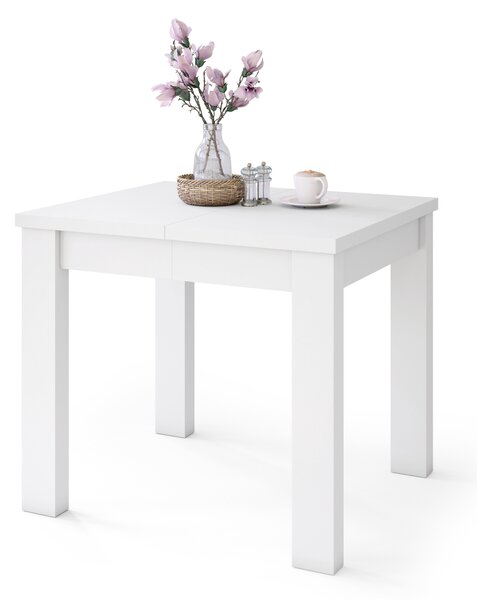 Mazzoni FONTE Alb Mat - MASĂ CLASICĂ DE BUCĂTĂRIE/LIVING EXTENSIBILĂ PÂNĂ LA 130 sau 155 cm!