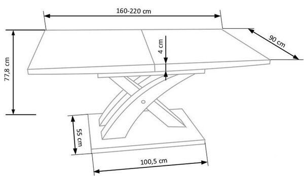 Masă de sufragerie Shenna 2 (negru + alb) (pentru 6 până la 8 persoane). 796195