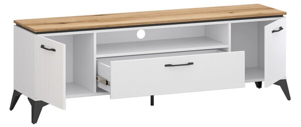 Comoda TV sufragerie VELUTTO, alb/stejar, PAL, 175x44x56 cm