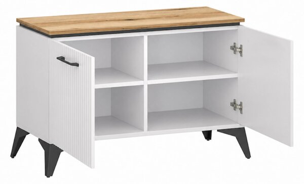 Pantofar de hol VELUTTO, alb/stejar, PAL, 91x39x55 cm