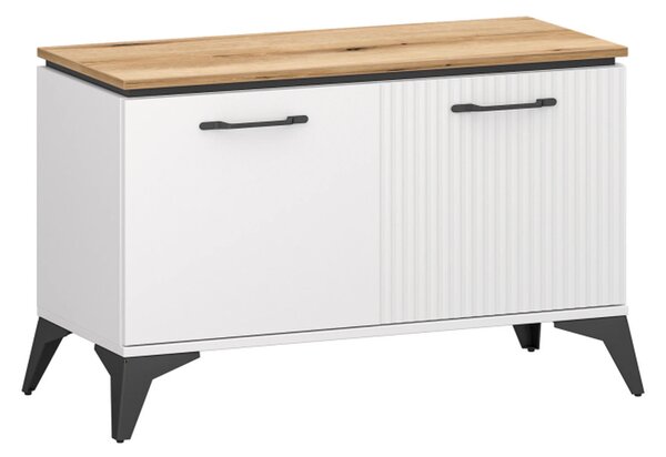 Pantofar de hol VELUTTO, alb/stejar, PAL, 91x39x55 cm