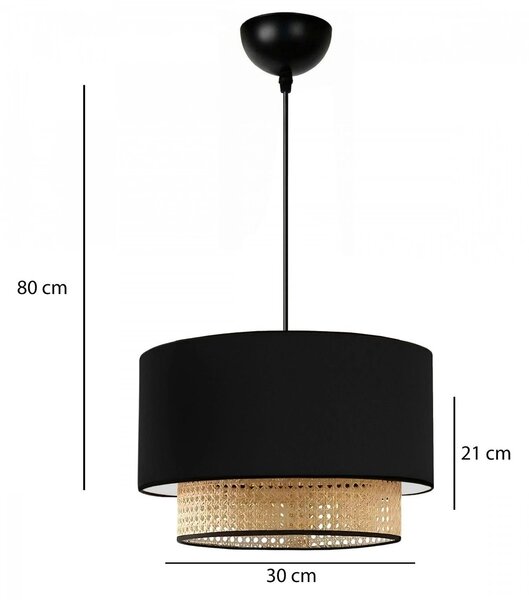 Set lustra si lampa AYD-3742, negru/bej, metal/ratan