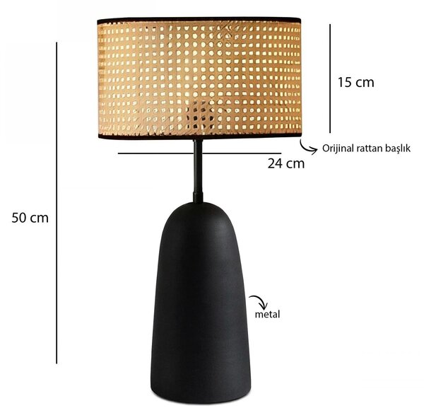 Set lustra si lampa AYD-3742, negru/bej, metal/ratan