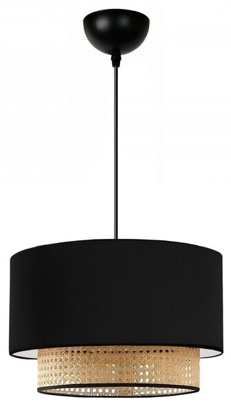 Set lustra si lampa AYD-3742, negru/bej, metal/ratan