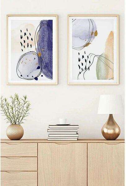 Set 2 tablouri HUHU21, multicolor, 50x70 cm