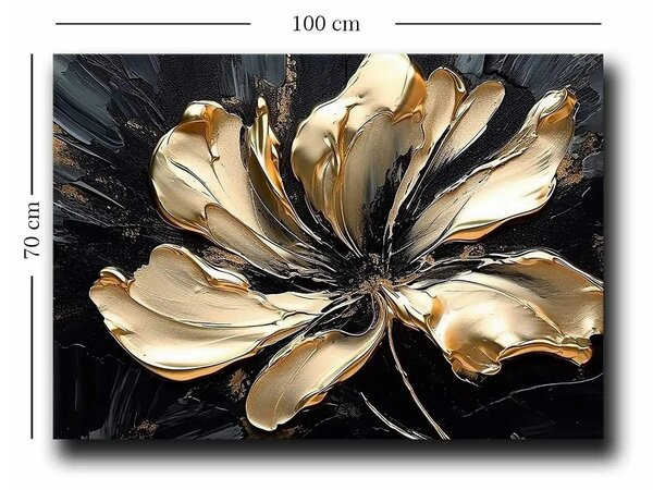 Tablou 895FNA1205, negru/auriu, panza/lemn, 100x70 cm