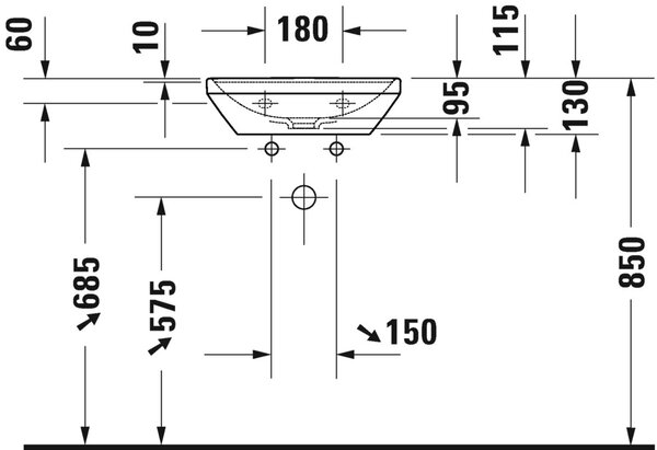 Duravit D-Neo lavoar 45x33.5 cm dreptunghiular clasică alb luciu 0738450041