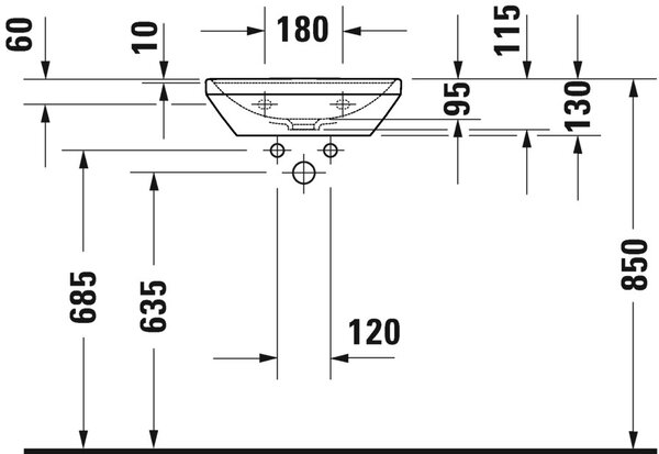 Duravit D-Neo lavoar 45x33.5 cm dreptunghiular clasică alb luciu 0738450041