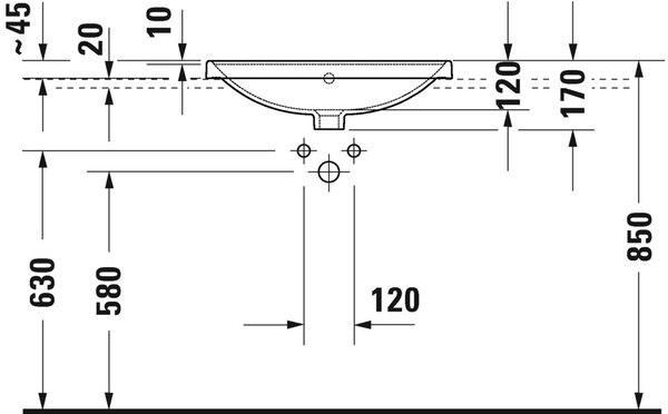 Duravit D-Neo lavoar 60x44 cm dreptunghiular încastrat alb luciu 0357600027