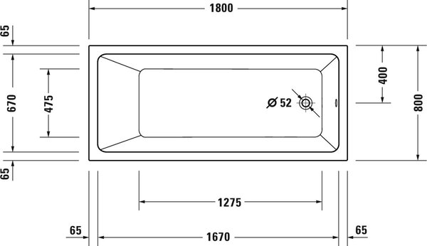 Duravit No. 1 cada dreptunghiulară 180x80 cm alb 700491000000000