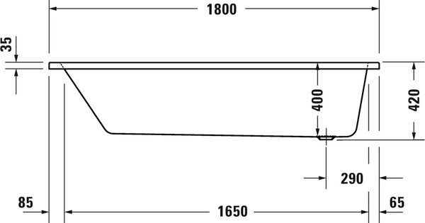 Duravit No. 1 cada dreptunghiulară 180x80 cm alb 700491000000000