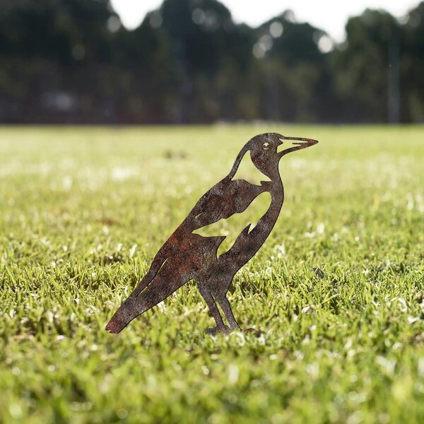Decoratiune gradina BIRD A-02, maro, metal, 32x30 cm