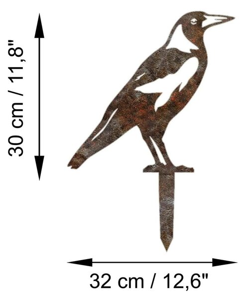 Decoratiune gradina BIRD A-02, maro, metal, 32x30 cm