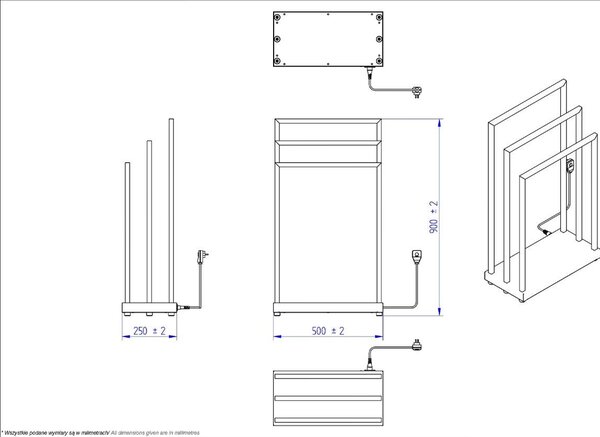 Instal Projekt Mobilo Electro 2 încălzitor electric 90x50 cm negru MOBE2-50/90C31