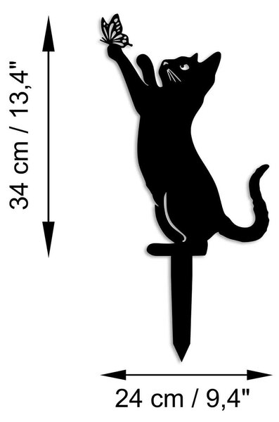 Decoratiune gradina CAT 01, negru, metal, 24x34 cm