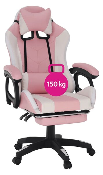 Fotoliu birou Juventa (cu RGB iluminat LED) (roz + alb). 1040137