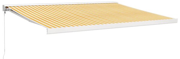 Copertină retractabilă, galben/alb, 4,5x3 m, textil/aluminiu