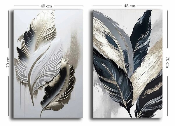 Set 2 tablouri 2P4570GSC-016, multicolor, panza/lemn, 45x70 cm