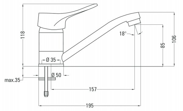 Robinet lavoar pipa mobila din seria Vero BOW_026M