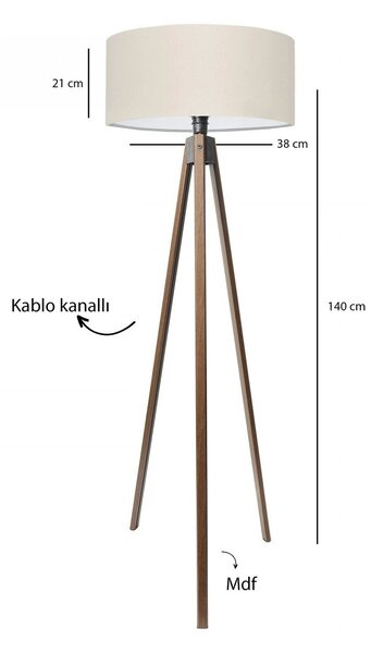 Lampadar AYD-3685, crem/stejar, 38x140 cm