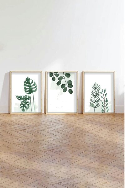 Set 3 tablouri HUHU193, verde, 20x30 cm