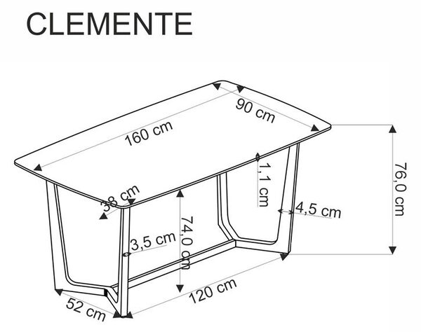 Masă de sufragerie Clementine (marmură albă + auriu) (pentru 6 persoane). 1092380