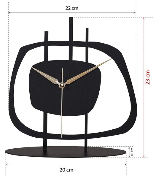 Ceas decorativ PIETRA, negru, metal, 22x23 cm