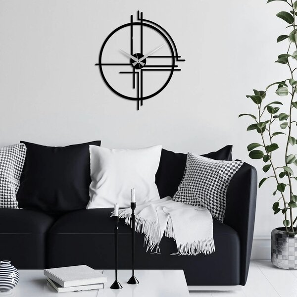 Ceas de perete 891TNL2458, negru, metal, 49x44 cm