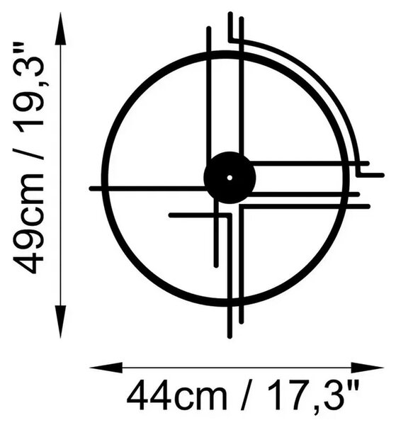 Ceas de perete 891TNL2458, negru, metal, 49x44 cm