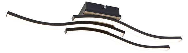 Plafoniera de design neagra cu lemn cu LED 3 lumini - Vanesa