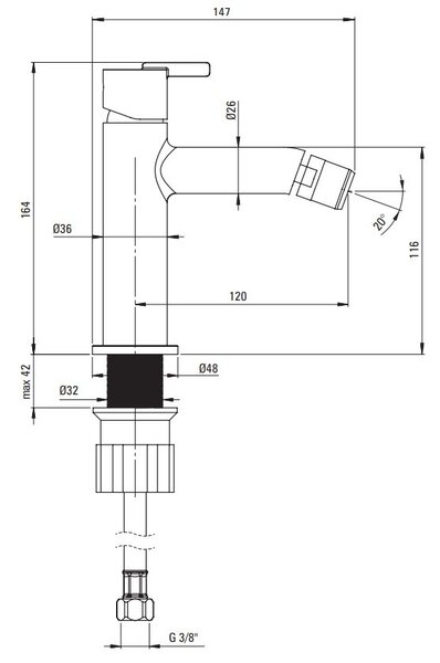 SILIA Baterie pentru bideu BQS_D30M Finisaj: titan