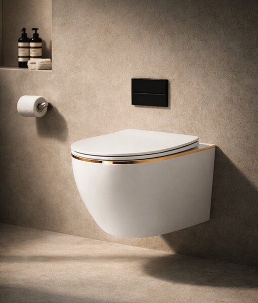 Vas WC suspendat cu capac soft-close alb lucios W206