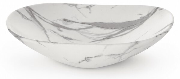 Lavoar baie oval pe blat design marmura alb 8060M