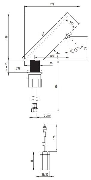 SENSE Baterie pentru Chiuvetă, Fără Contact Direct, Fără Sistem de Reglare a Temperaturii - 4xAA - BQR_F28R