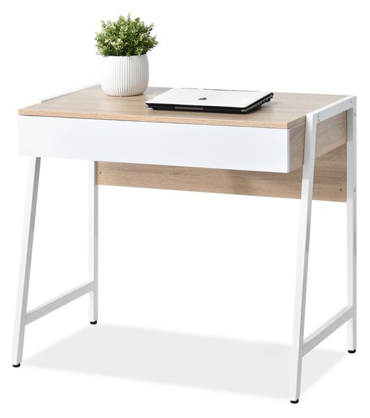 Masă PC Norway (stejar + alb). Promo -16%. 1109803