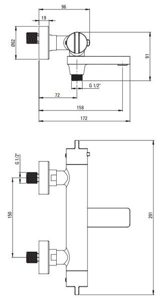 Baterie pentru Cadă Termostatata Finisaj: Auriu BCH_Z1BT