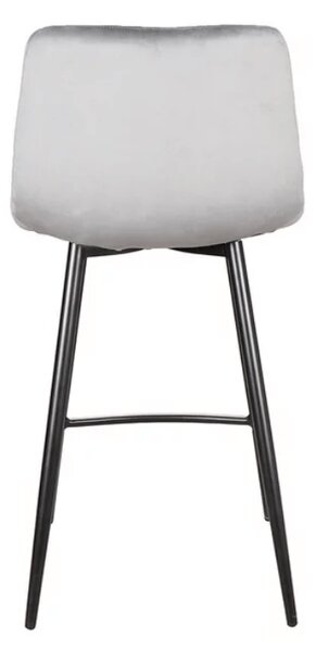 Scaun de bar gri MILA VELVET cu picioare negre