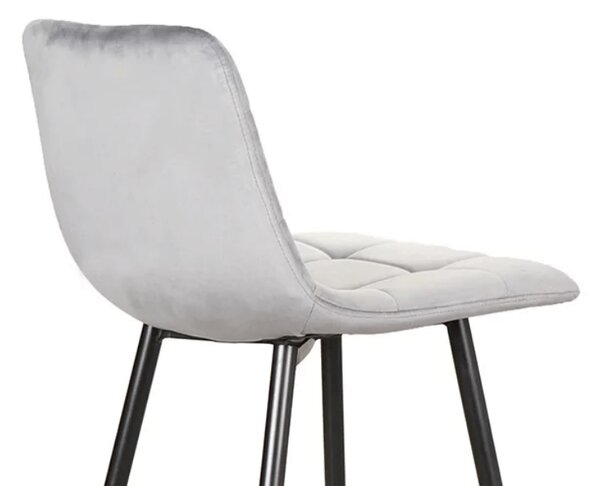 Scaun de bar gri MILA VELVET cu picioare negre