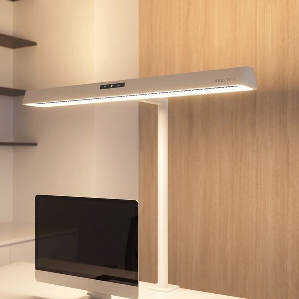 Arcchio Lampa cu clemă LED Shax, albă, senzor, dimabil, 4.000 K, reglabil, Alb, Studiu / Birou, Metal, Modern