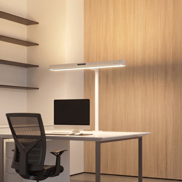 Arcchio Lampa cu clemă LED Shax, albă, senzor, dimabil, 4.000 K, reglabil, Alb, Studiu / Birou, Metal, Modern