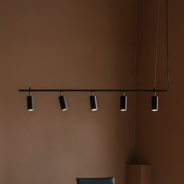 Globen Lighting Lampă suspendată Hubble 5, negru, lungime 130 cm, 3 becuri, reglabil, Negru, Camera de zi / sufragerie, Aluminiu, Scandinavă