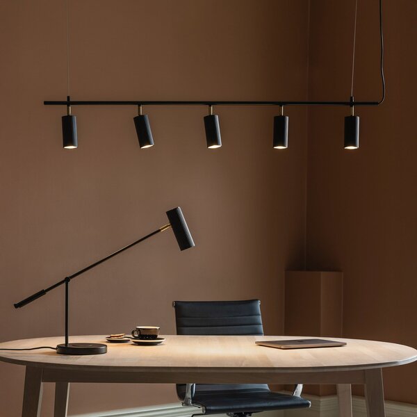 Globen Lighting Lampă suspendată Hubble 5, negru, lungime 130 cm, 3 becuri, reglabil, Negru, Camera de zi / sufragerie, Aluminiu, Scandinavă