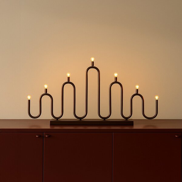 Globen Lighting Sfeșnic Noel 7, bronz, lățime 76 cm, Bronz / Alamă Veche, Metal, Scandinavă