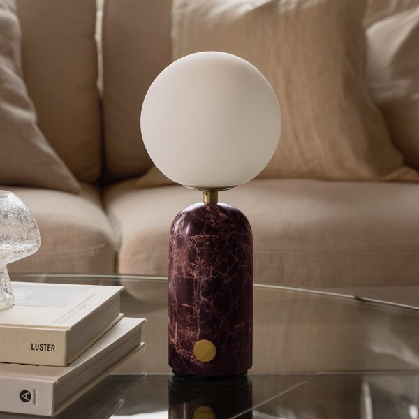 Globen Lighting Lampa de masă cu baterie Torrano, înălțime 27 cm, marmură, reglabil, Roșu, Camera de zi / sufragerie, Marmură, Scandinavă