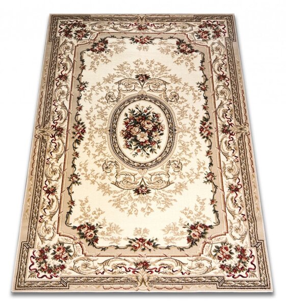 Covor Clasic Sufragerie, Model Lotos 568 100, Bej Dreptunghi, Crem, 50x80