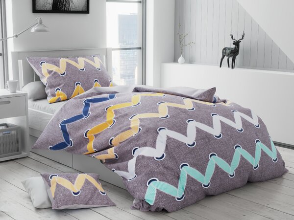 Lenjerie de pat din bumbac flanelat Culoare Gri, SNORE + husa de perna 40x50 cm gratuit