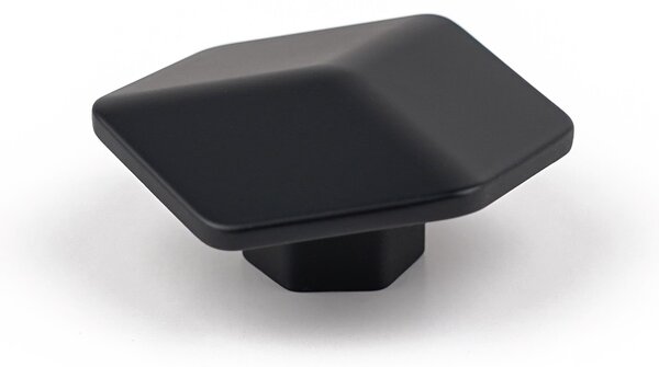 Buton pentru mobila Hexagon, finisaj negru mat CB, 16 mm