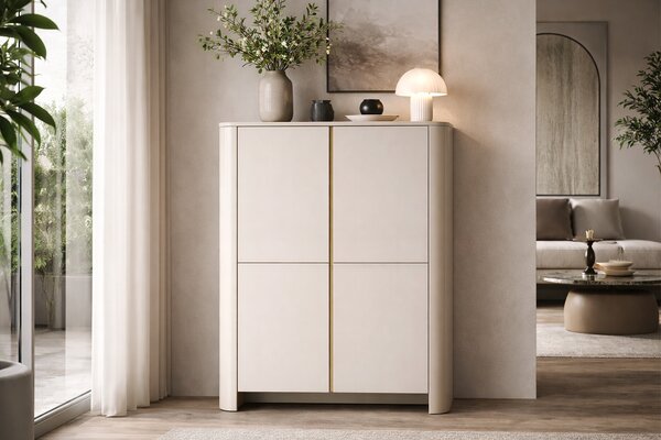 Comodă înaltă Sorrenti 103 cm - cashmere / auriu