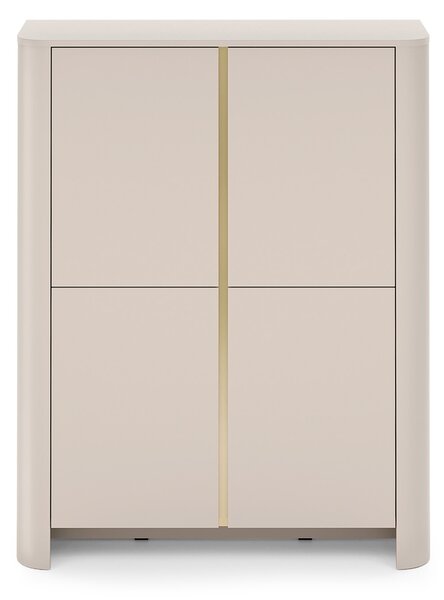 Comodă înaltă Sorrenti 103 cm - cashmere / auriu